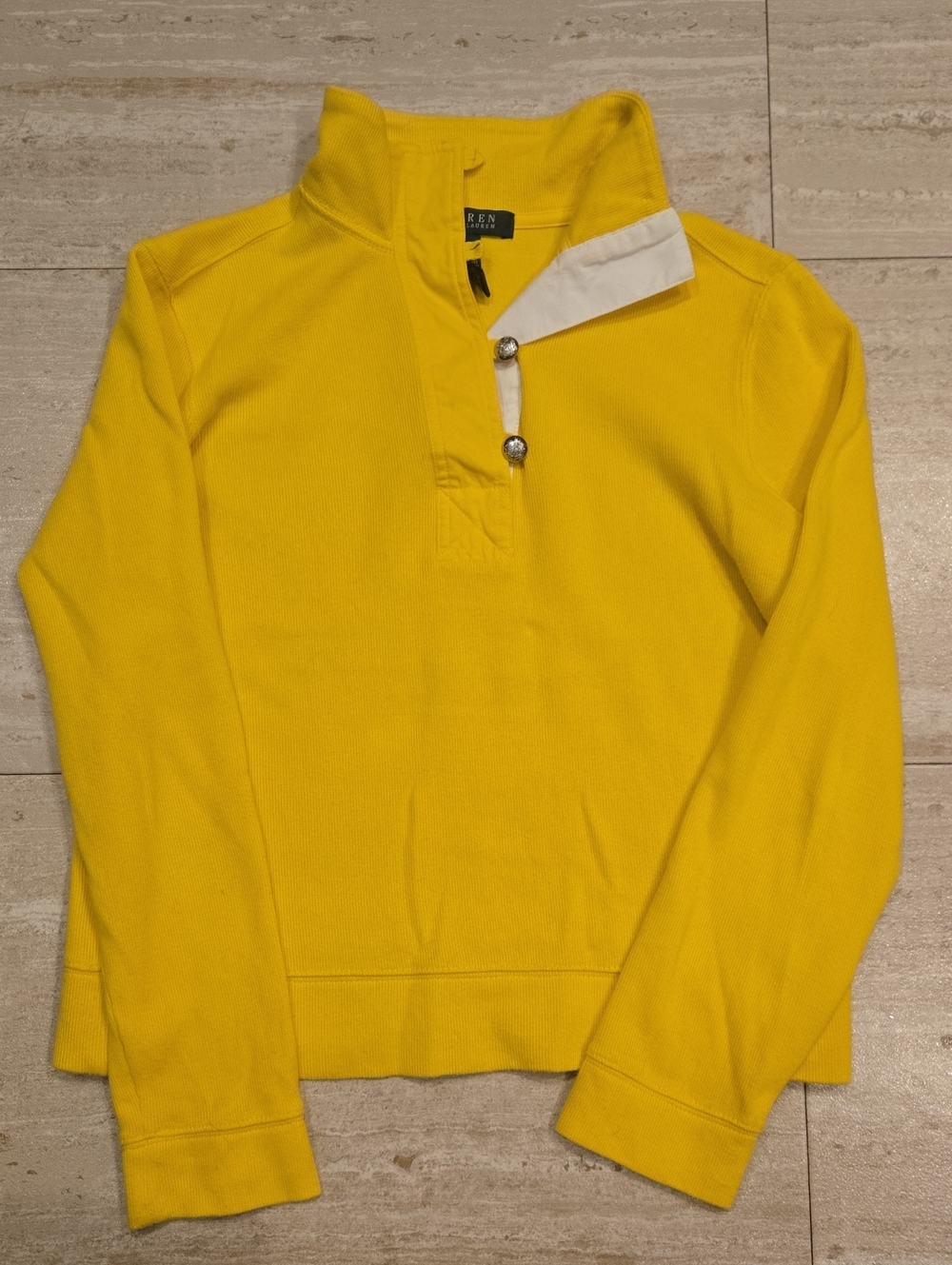 Lauren Ralph Lauren Yellow Quarter-Button Pullover Seeater Shirt